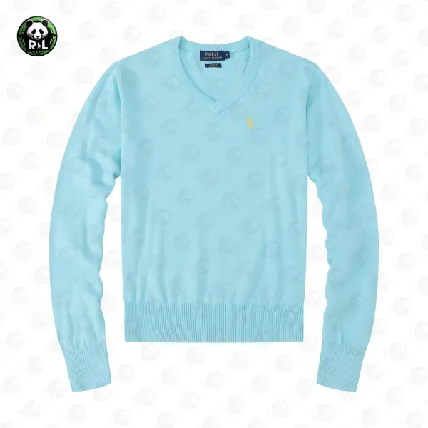 Ralph Lauren Classic V-Neck Sweater Aqua Blue - 1