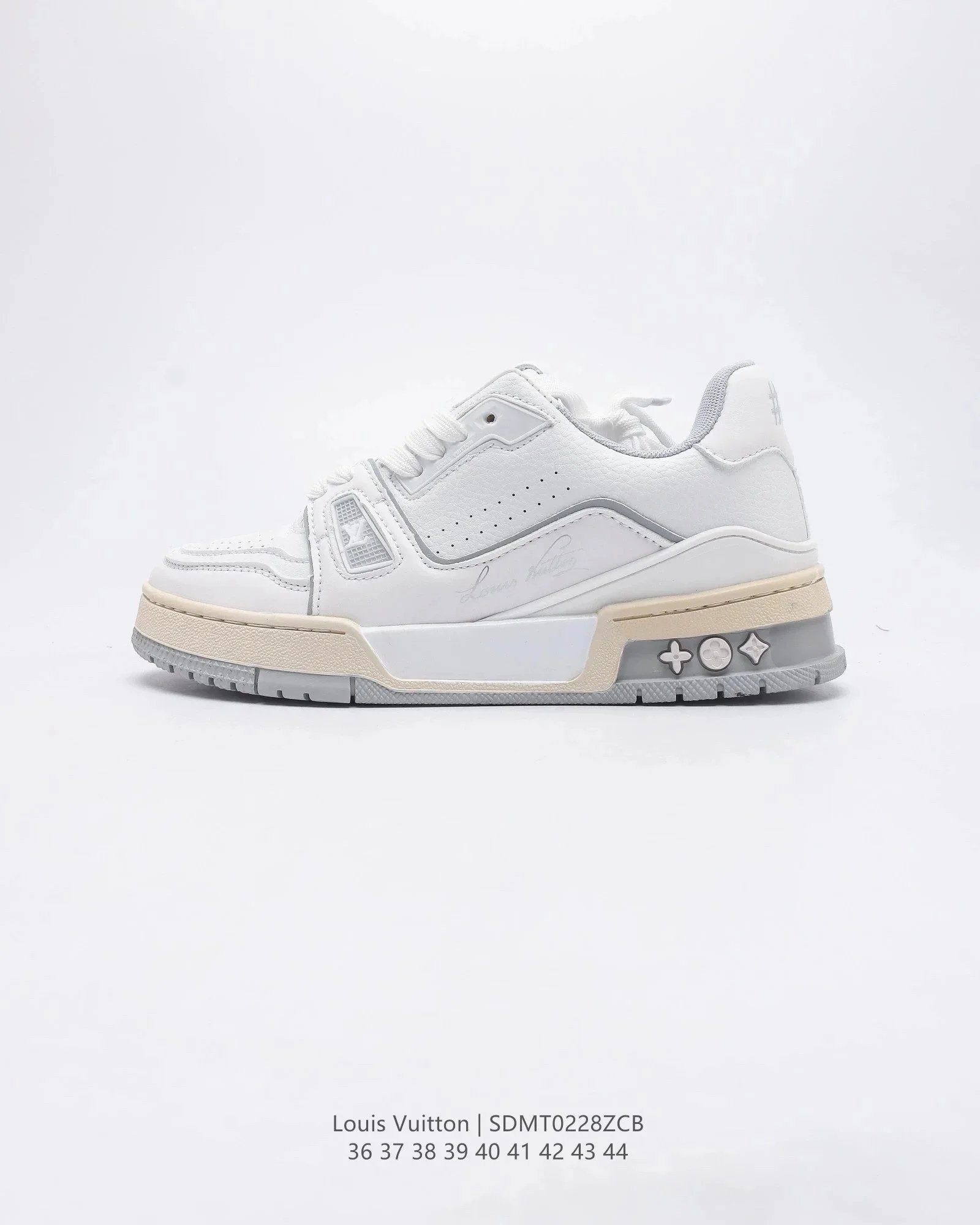 Louis Vuitton Trainer Sneaker White Gray Mesh Sneakers - 6