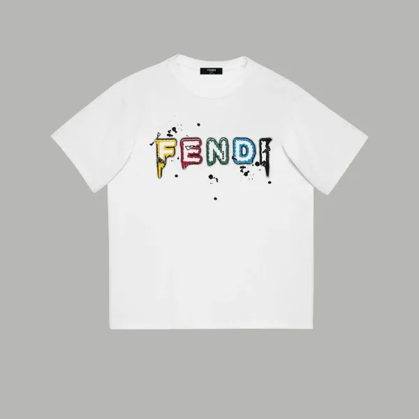 Fendi Graffiti Logo Print White T-Shirt - 1