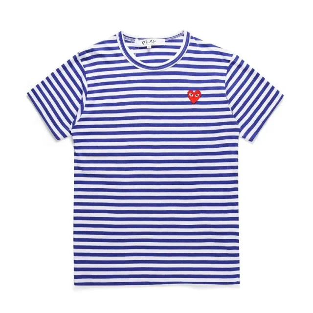 Comme des Garçons PLAY T-Shirts Striped short-sleeve T-shirt with heart patch product detail image 10