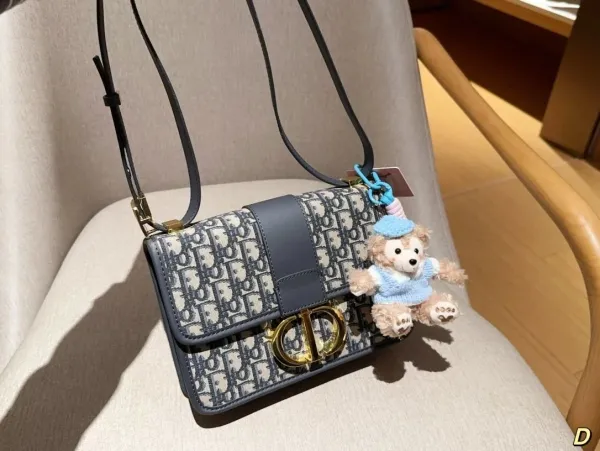 Dior Caro Oblique Monogram Navy Blue Crossbody Bag - 1