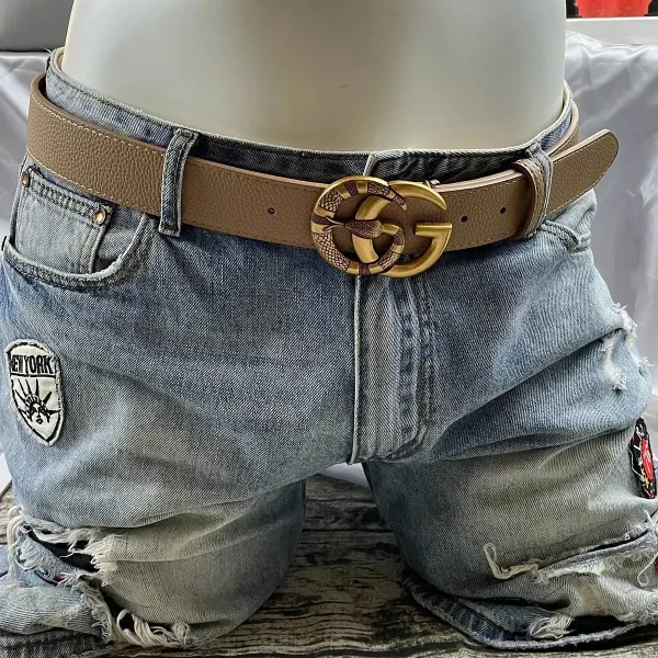 Gucci Double G Interlocking Buckle Belt Beige Leather Belt - 9