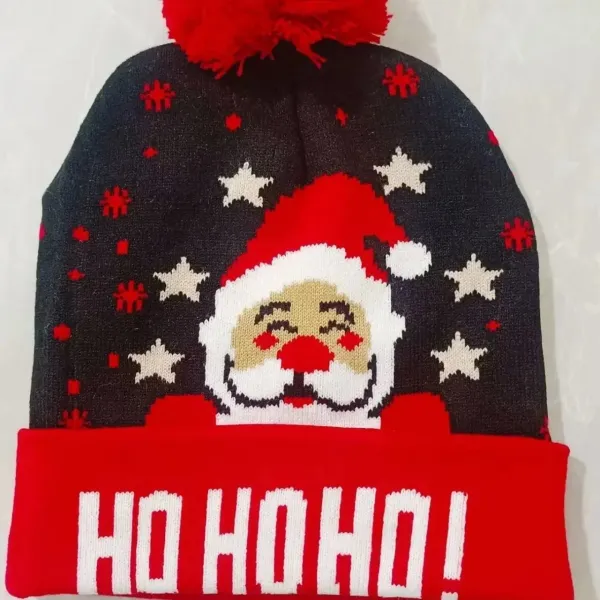 Design Holiday Santa Beanie with Pom-Pom and HO HO HO Cuff - 1