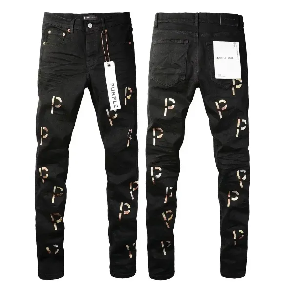 Purple Brand Logo-Print Black Jeans - 1