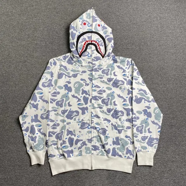 A BATHING APE Hoodies & Sweatshirts Shark Full Zip Hoodie with Camo Print product detail image 4