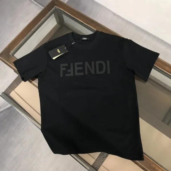 Fendi Logo Print Black T-Shirt - 1