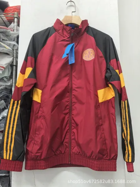 AS Roma x Adidas Windbreaker Burgundy Black Yellow Jacket - 1