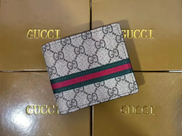 Gucci GG Marmont Web Stripe Gray Canvas Short Wallet - 1