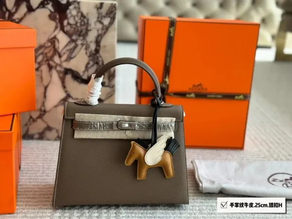 Hermès Kelly Mini II Epsom Gris Mouette with Pegasus Charm Handbag - 1