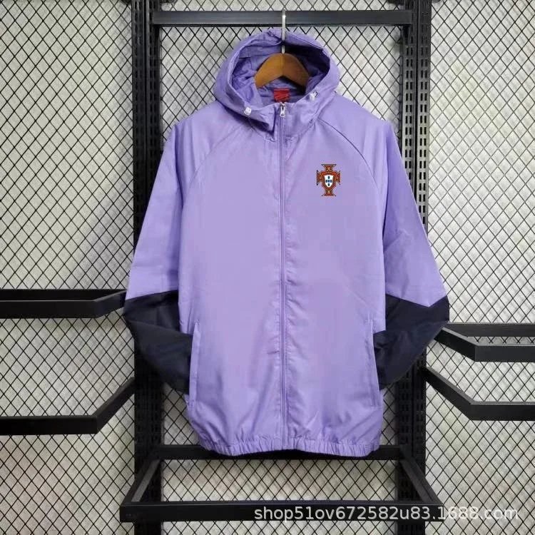 Portugal National Team Windbreaker Purple/Black Hooded Jacket
