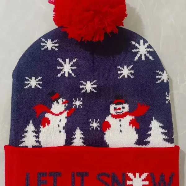Design Let It Snow Snowman Beanie Navy Red - 1