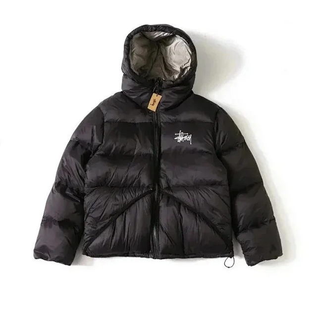 Stüssy Down Jackets Hooded puffer jacket with curved front pockets product detail image 1
