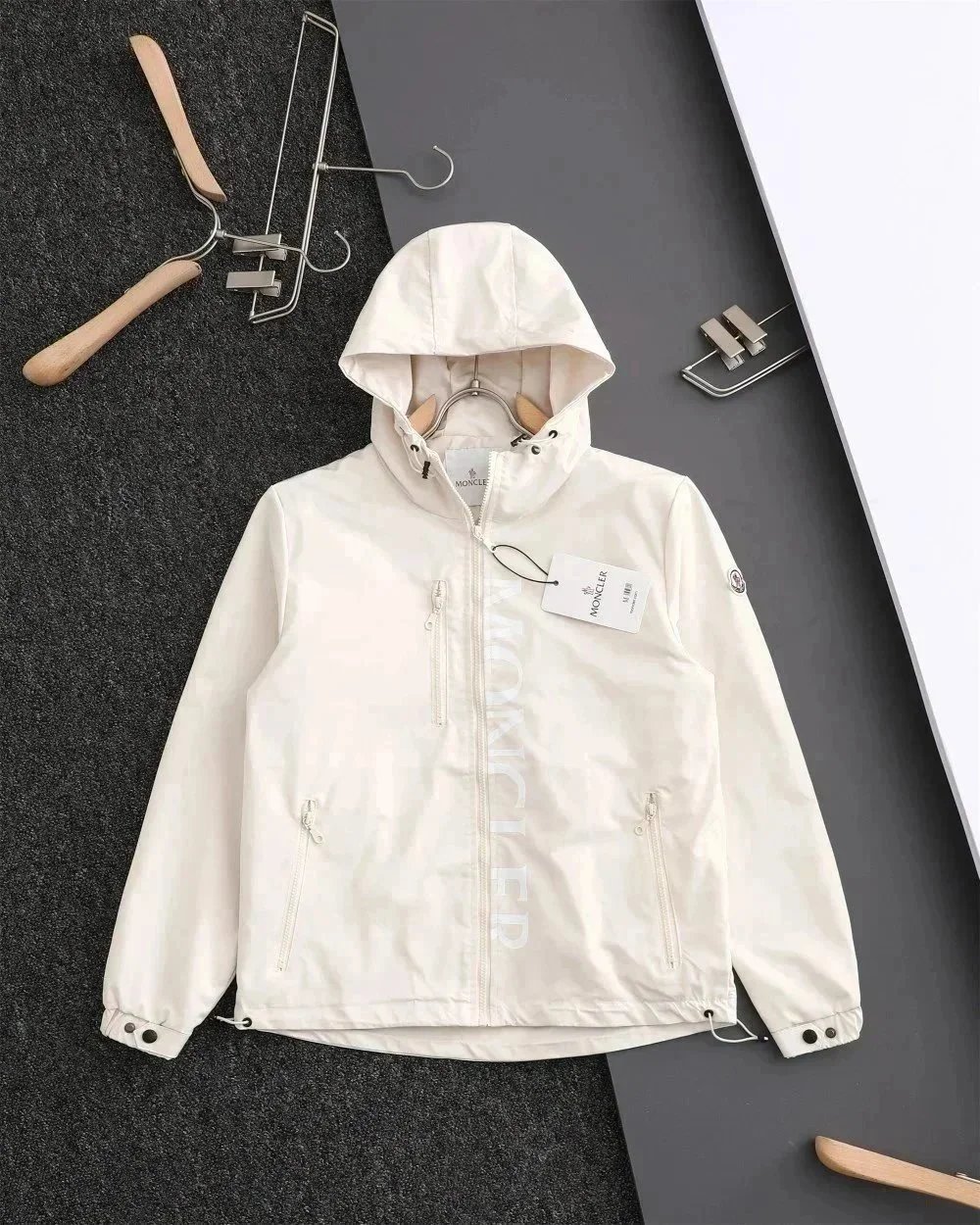 Moncler Jackets Hooded Zip-Up Jacket with Logo Print image 3