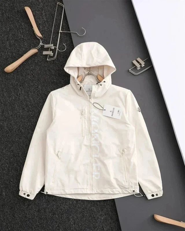 Moncler Jackets Hooded Zip-Up Jacket with Logo Print product detail image 3