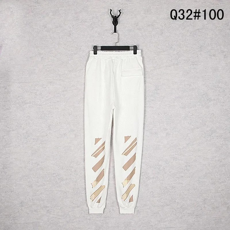 Off-White Trousers Elastic-Waist Jogger Sweatpants with Diagonal Leg Graphics — 6