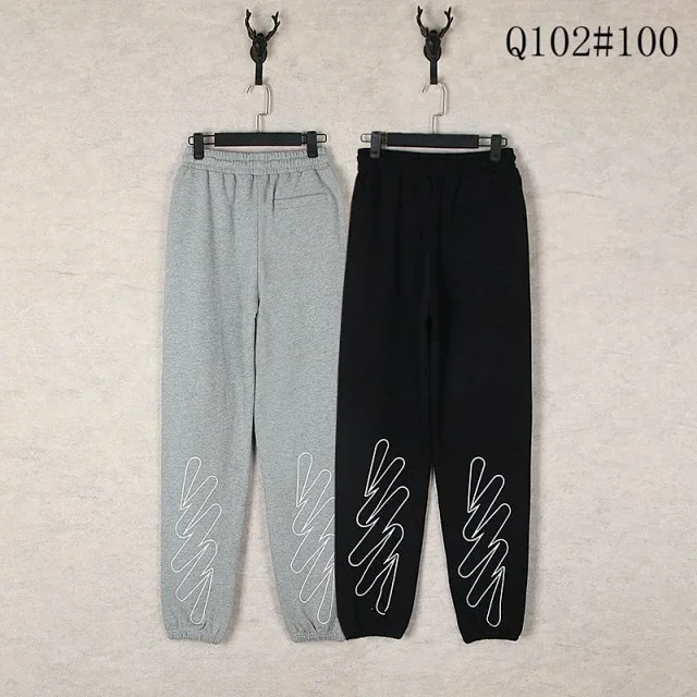 Off-White Trousers Elastic-Waist Jogger Sweatpants with Diagonal Leg Graphics product detail image 12