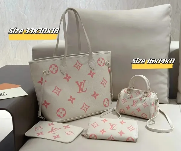 Louis Vuitton Monogram Rose Tote Bag, Boston Bag, Clutch and Wallet Set - 1
