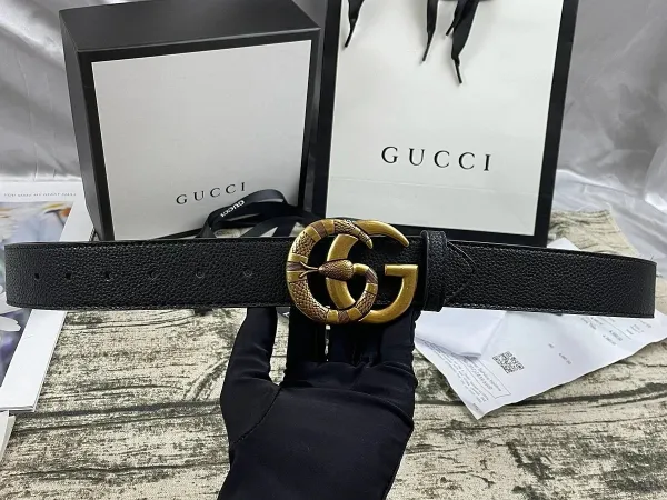 Gucci Double G Interlocking Buckle Belt Beige Leather Belt - 2