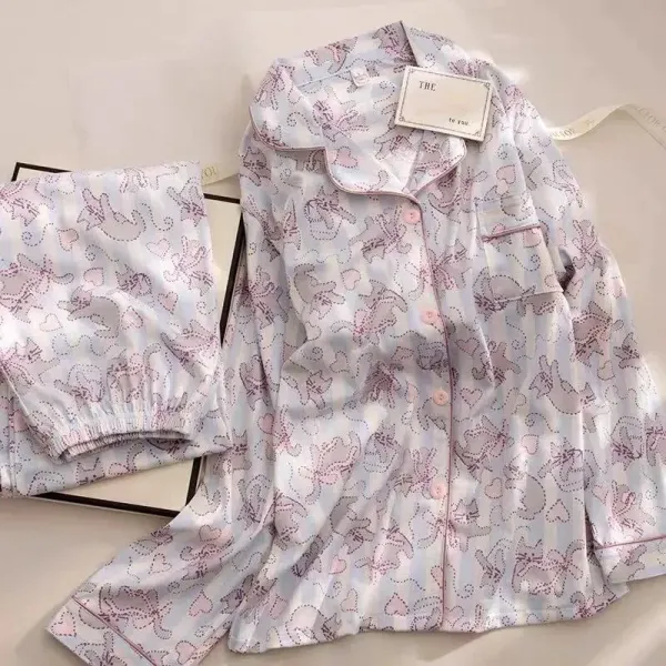THE To You Floral Print Silk Pajama Set Multicolor Sleepwear - 1