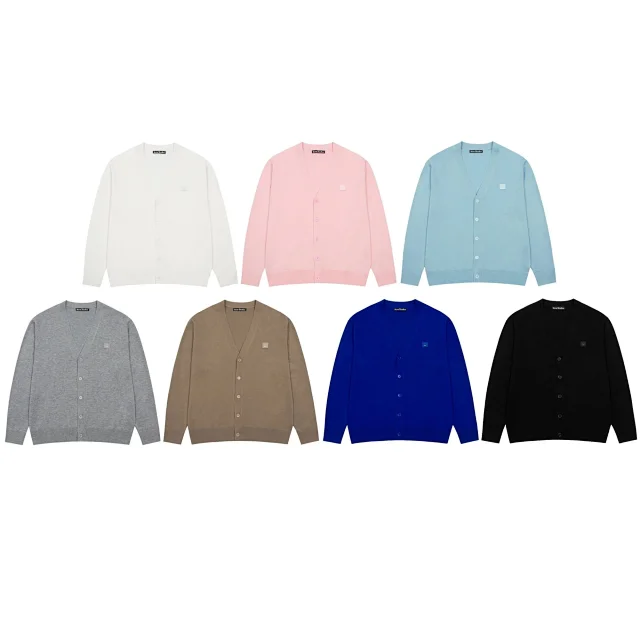 Acne Studios Knitwear AC30 V-neck button-front face-patch cardigan product detail image 1