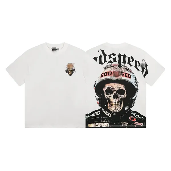 Godspeed Skull Racing Graphic T-Shirt White - 1