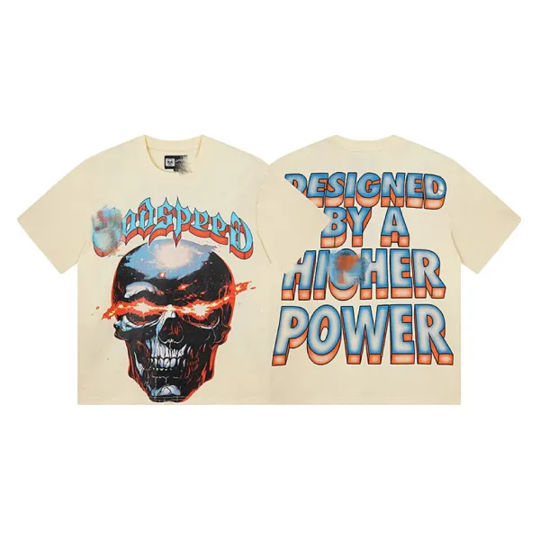 Godspeed Designed By A Higher Power Graphic T-Shirt Beige - 1