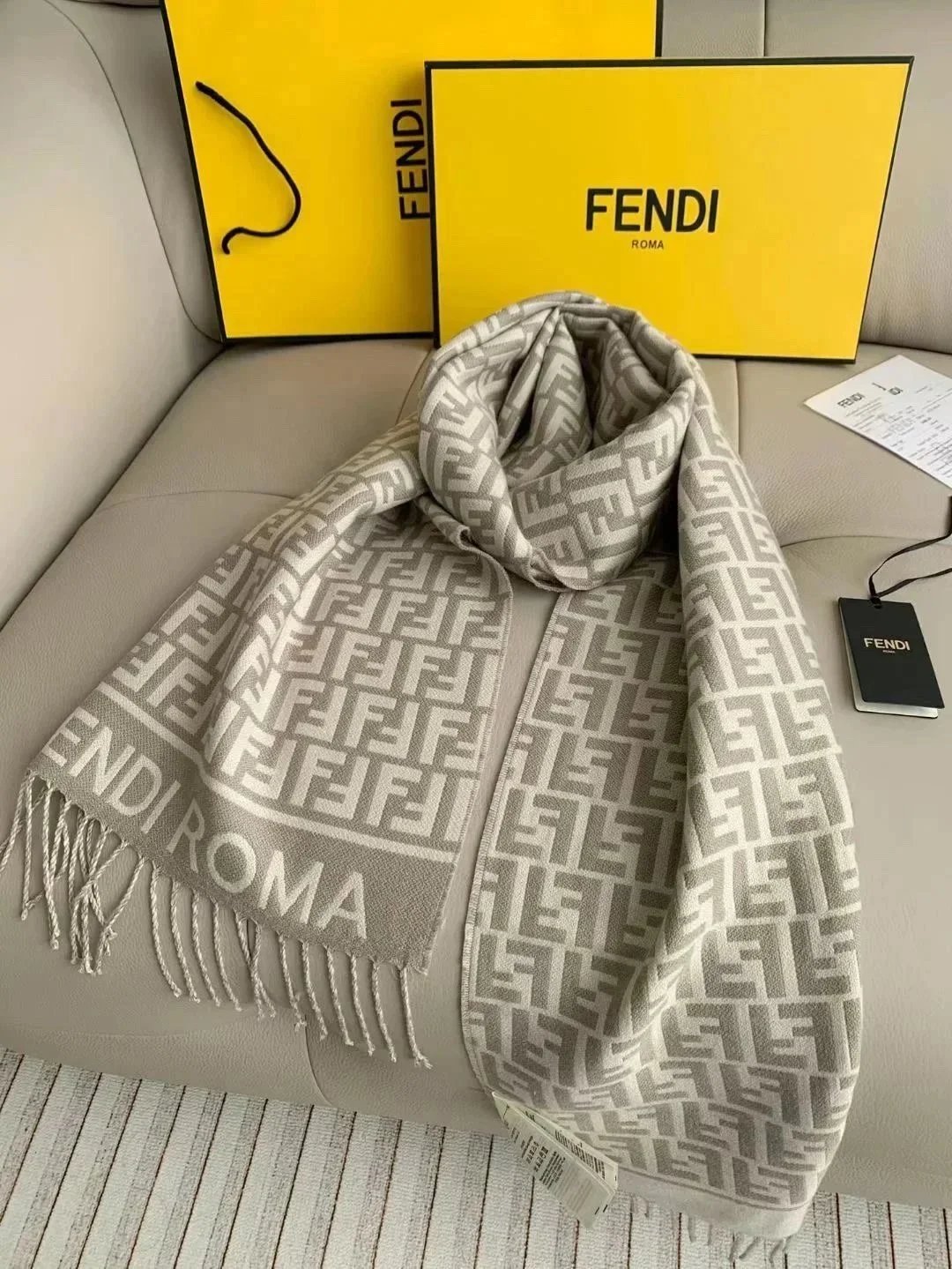 Dior Scarves Fringed Logo-Pattern Scarf — 19