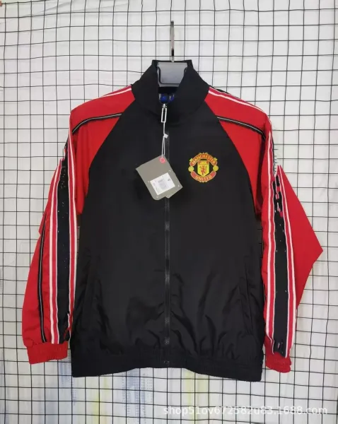 Manchester United Track Jacket Black Red Windbreaker - 1