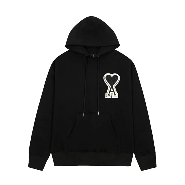 AMI Paris Hoodies & Sweatshirts de Coeur Logo Pullover Hoodie product detail image 5