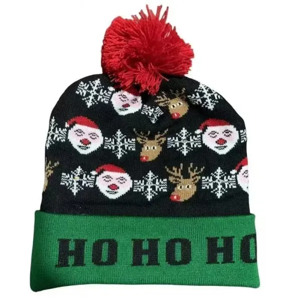Design Ugly Christmas Beanie with Red Pom-Pom and HO HO HO Cuff - 1