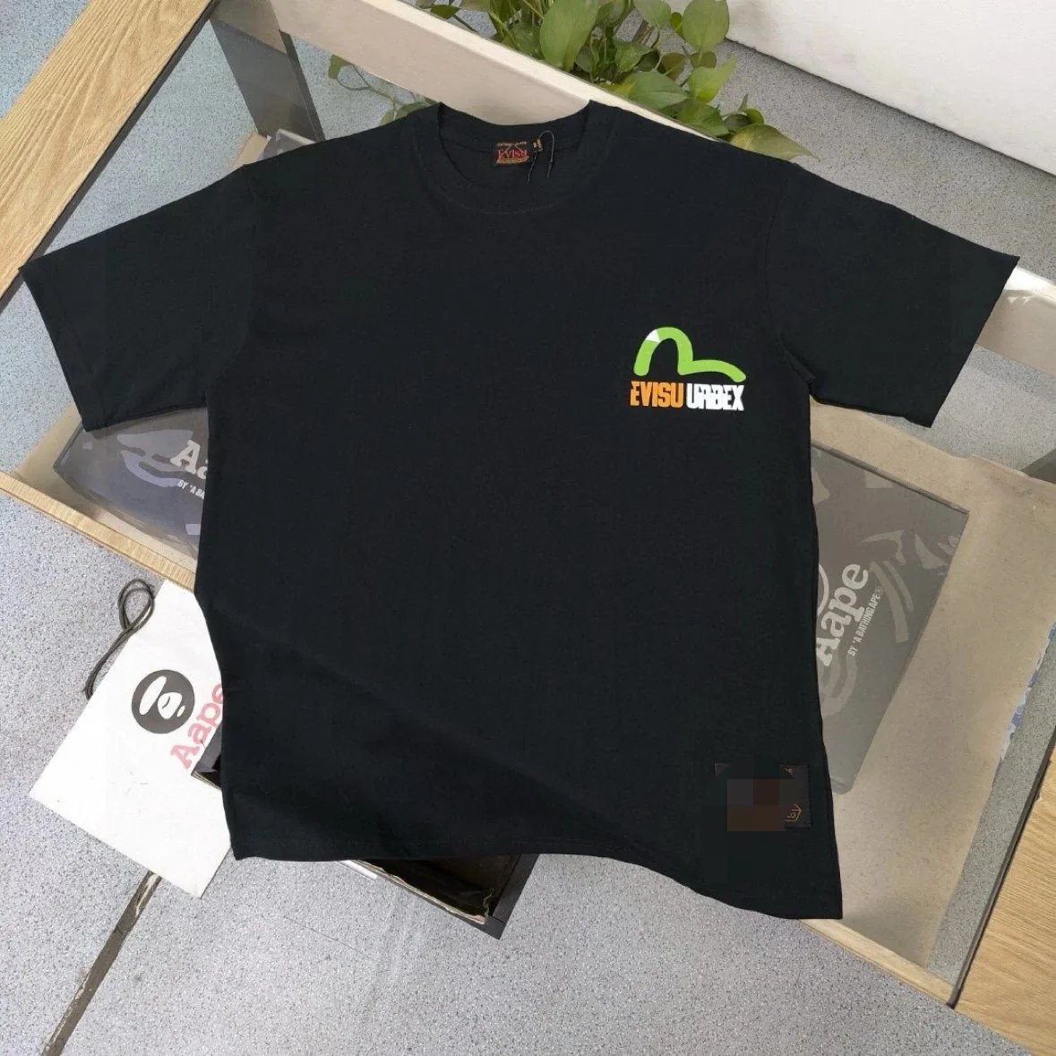 Evisu x URBEX Logo Print Black T-Shirt