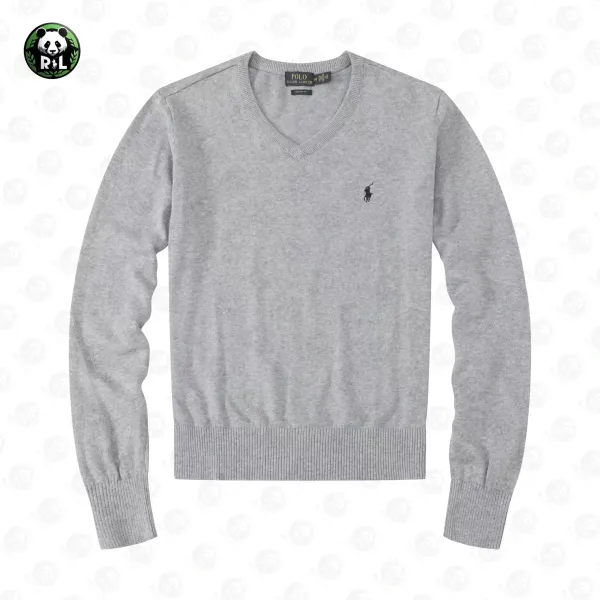 Ralph Lauren V-Neck Cashmere Sweater Gray - 1