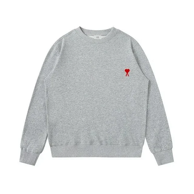 AMI Paris Hoodies & Sweatshirts Crewneck sweatshirt with red heart embroidery product detail image 6