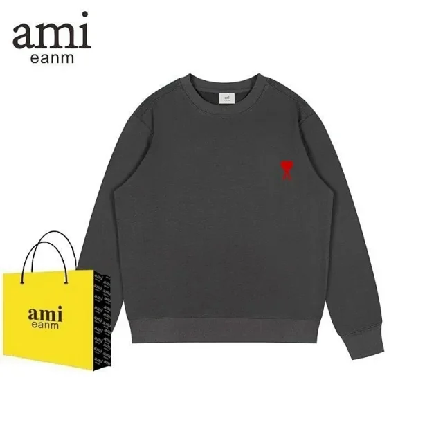AMI Paris Hoodies & Sweatshirts Crewneck sweatshirt with red heart embroidery product detail image 7