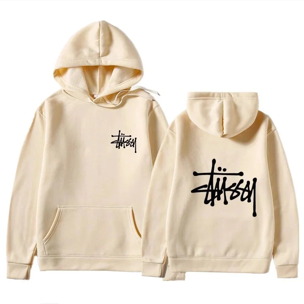 Stüssy Hoodies & Sweatshirts Logo Print Pullover Hoodie — Beige 2
