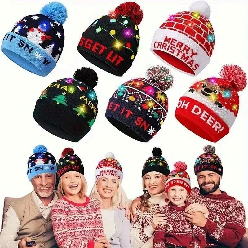 Design Light-Up Christmas String Lights Beanie Green Beanie product detail 2 in Litbuy spreadsheet finds