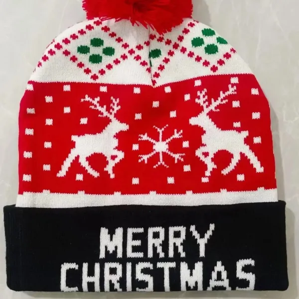 Design Festive Reindeer Beanie with Pom-Pom and Merry Christmas Cuff - 1