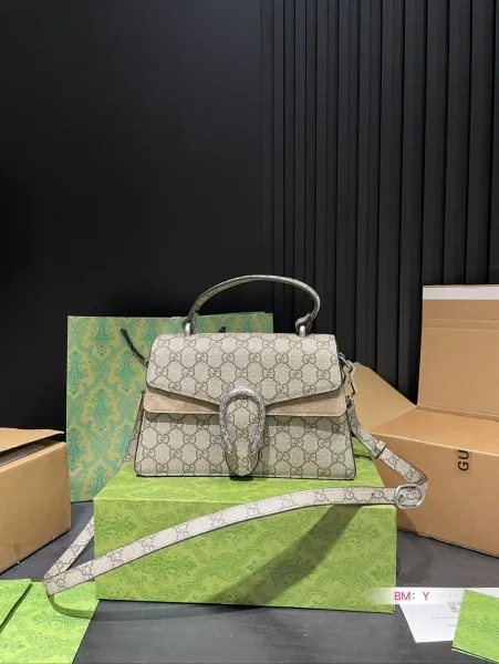 Gucci Dionysus Mini GG Marmont Canvas Beige Shoulder Bag - 1