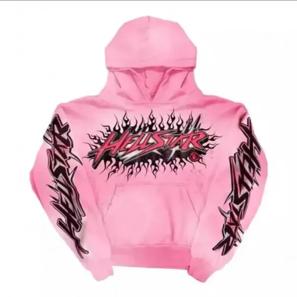 Hellstar Pink Flame Graphic Hoodie - 1