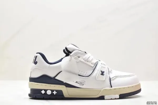 Louis Vuitton Trainer White and Navy Sneakers - 1