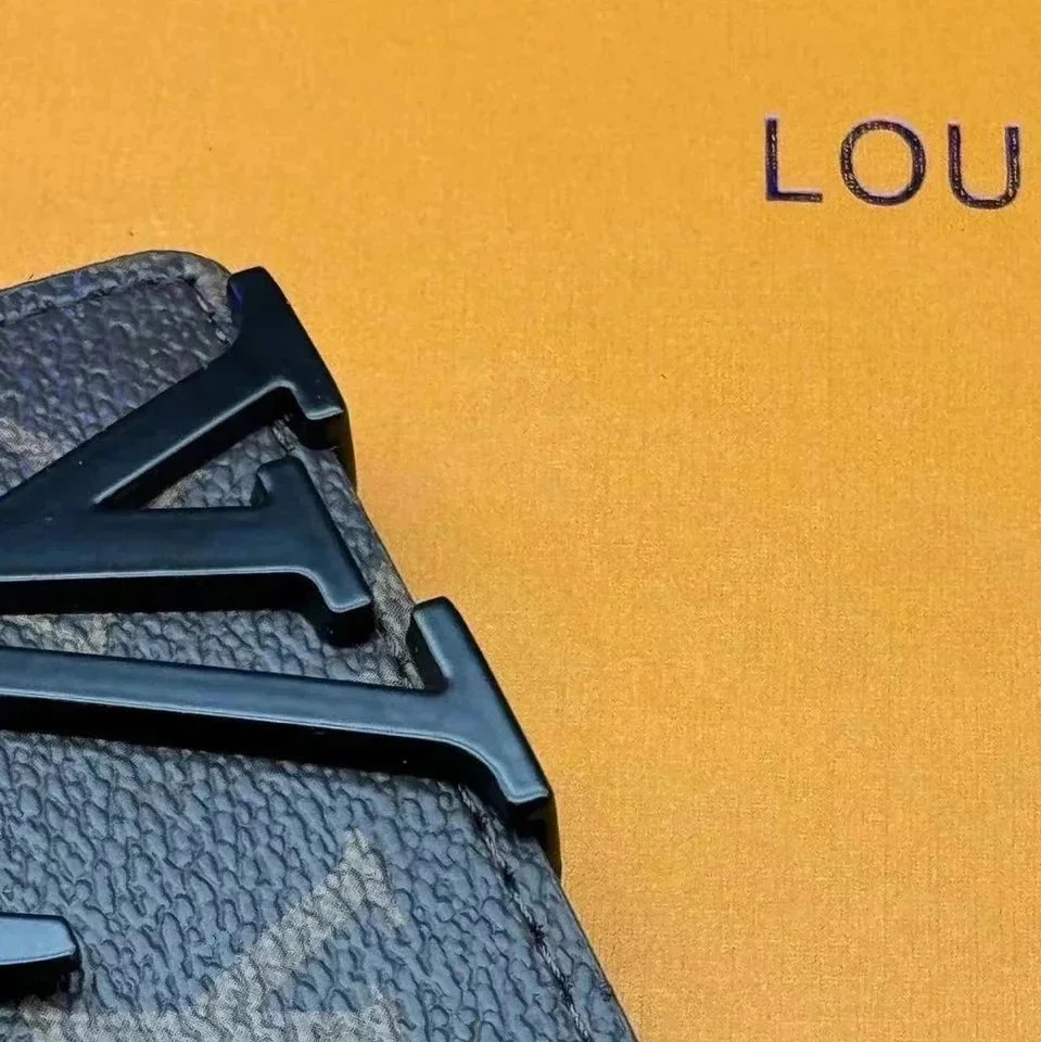 Louis Vuitton Belts LV Initiales buckle with Monogram-pattern strap — Coffee flower black button