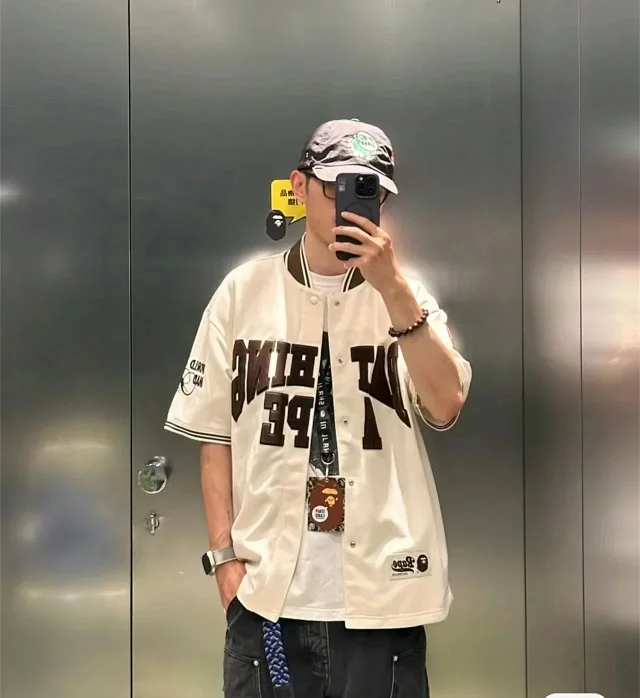 A Bathing Ape Shirts Short-Sleeve Button-Front Baseball Jersey Shirt product detail image 7