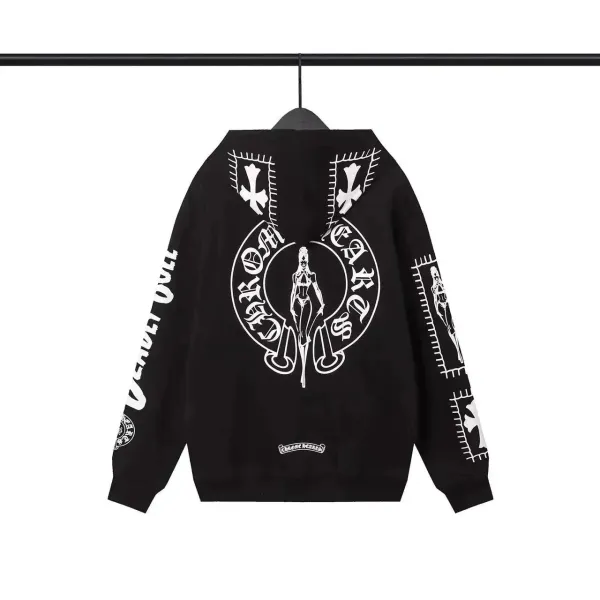 Chrome Hearts Floral Cross Hoodie Black - 7