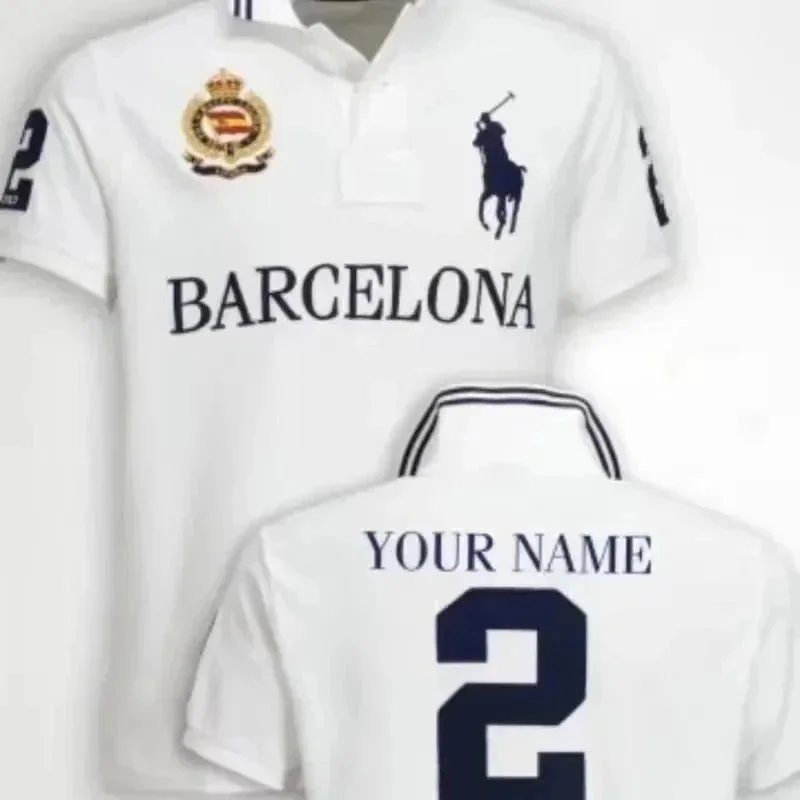 Polo Ralph Lauren Shirts City Embroidered Short-Sleeve Shirt with Number Graphic — Barcelona