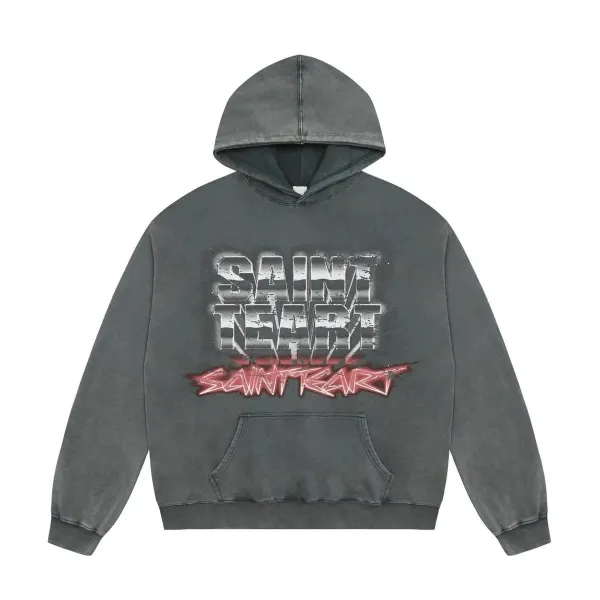 Saint Tear Saint Tear Distressed Gray Hoodie - 1