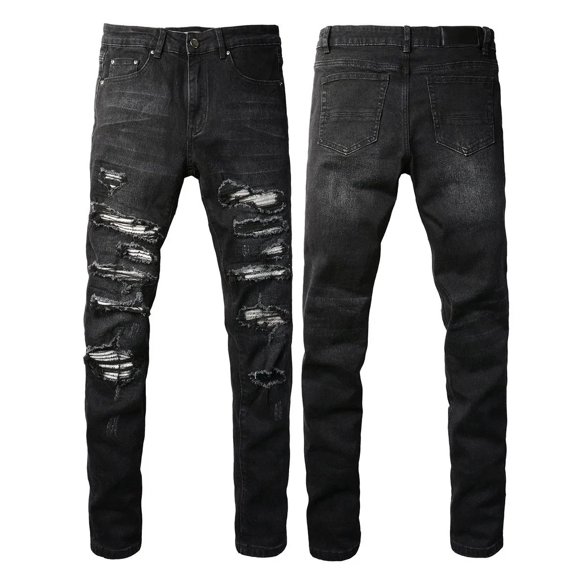 Unbranded Jeans Distressed Slim-Fit — 8833