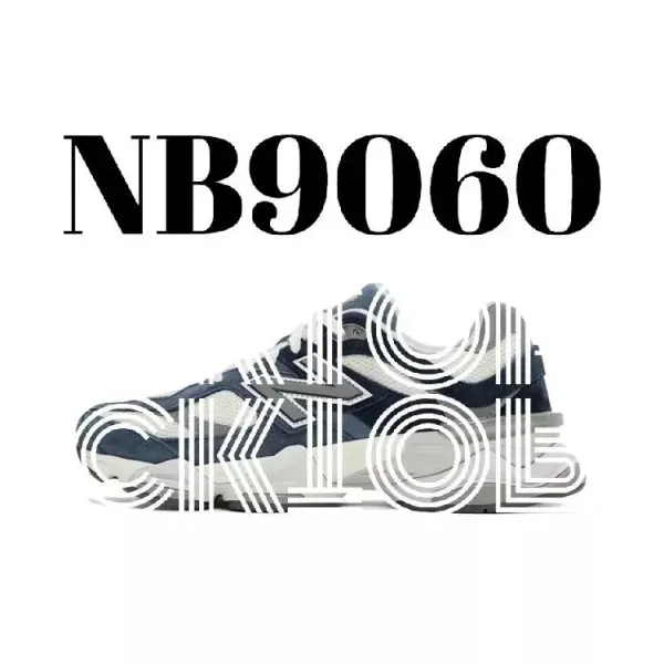 New Balance 9060 Navy and White Chunky Sneakers - 1