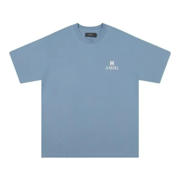 Amiri Logo Embroidered Light Blue T-Shirt - 1