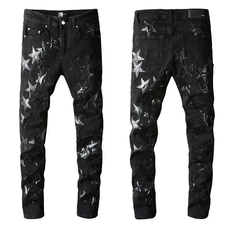 Amiri Distressed printed denim jeans — 04 Black 002