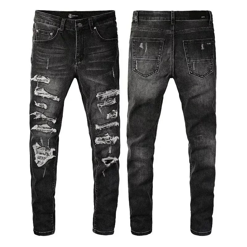 Amiri Distressed printed denim jeans — 23 Black 002